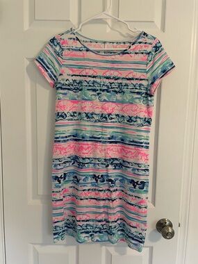 Lilly Pulitzer Pink & Blue Striped Short Sleeve Mini Dress